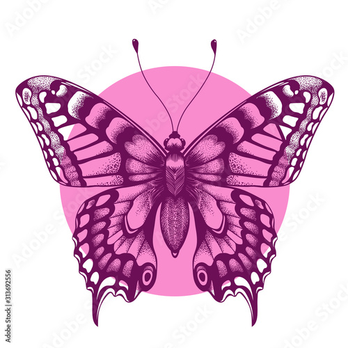 Beautiful butterfly T-shirt design. Beauty symbol