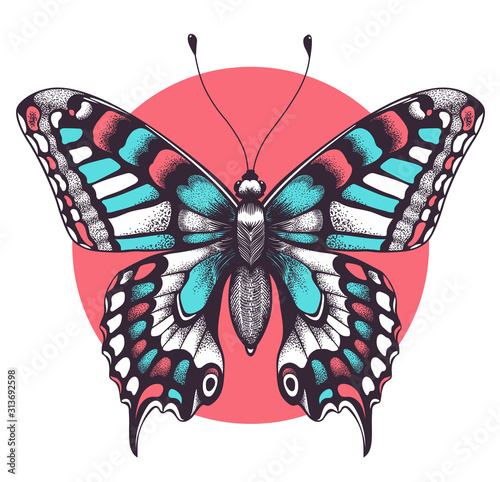 Beautiful butterfly Tattoo. Beauty symbol