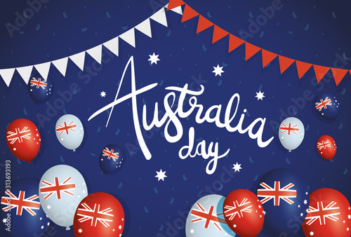 australia day celebration with balloons helium and garlands