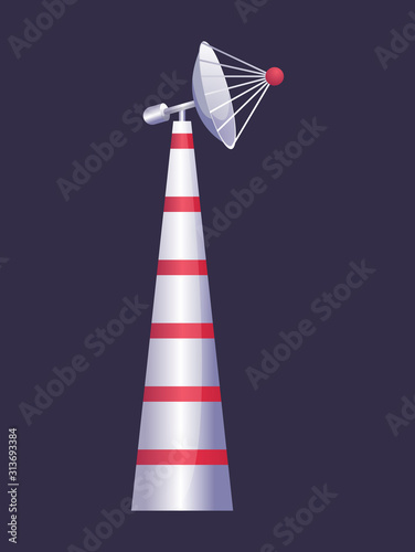Wireless tower. Tv radio network communication satellite antena signal vector pictures. Communication tower. Cellular broadcasting tv wireless radio antena satellite construction