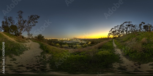 Los Angeles Downtown Twilight Skyline Elysian Park 360 equirectangular panoramic 4 dusk