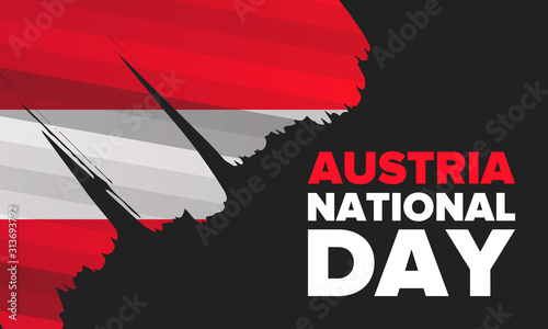 National Day in Austria. National happy holiday, celebrated annual in October 26. Austria flag. Patriotic elements. Poster, card, banner and background. Vector illustration