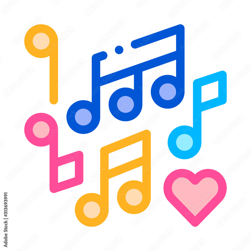Music Notes Wedding Dance Thin Line Vector Icon. Love Symbol Heart And Music Notes Element Linear Pictogram. Party Preparation And Marriage Template Contour Concept Illustration Music Notes Wedding Dance Thin Line Vector Icon. Love Symbol Heart And Music Notes Element Linear Pictogram. Party Preparation And Marriage Template Contour Concept Illustration