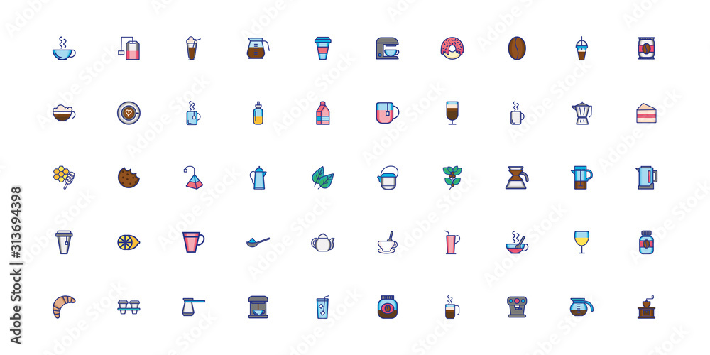 bundle of coffee set icons bundle of coffee set icons