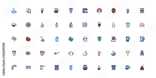 bundle of coffee set icons