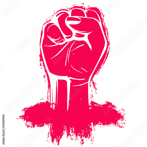 Women power. Vector illustration. Hand female illustration. Women resist symbol.