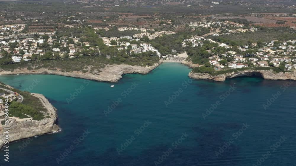 General panoramic overview of Cala Mendia, Cala Anguila and Cala Romantica north side. Aerial footage. General panoramic overview of Cala Mendia, Cala Anguila and Cala Romantica north side. Aerial footage.