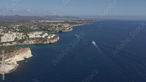 Wallpaper Mural Aerial footage of the coast of Mallorca next to the Cala Romantica, boats in vicinity. Torontodigital.ca