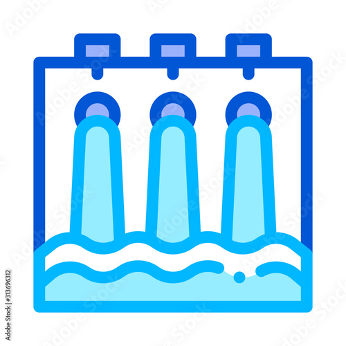 Water Hydraulic Engineering Station Vector Icon Sign Thin Line. Water Treatment Factory Building And Equipment Linear Pictogram. Ecosystem Plumbing Industry Contour Illustration