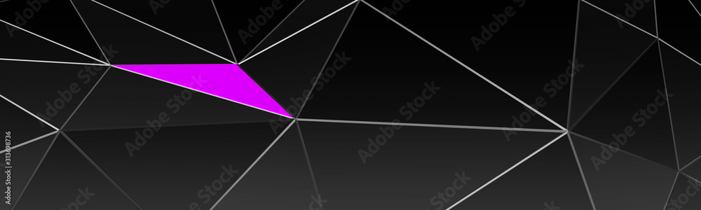 3d ILLUSTRATION, of black abstract crystal background with purple triangle, triangular texture, wide panoramic for wallpaper, 3d black background low poly design 3d ILLUSTRATION, of black abstract crystal background with purple triangle, triangular texture, wide panoramic for wallpaper, 3d black background low poly design