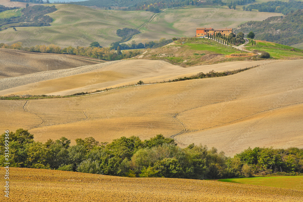  landscape of hills tuscany in autumn in Italy