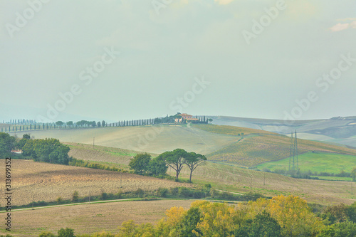  landscape of hills tuscany in autumn in Italy