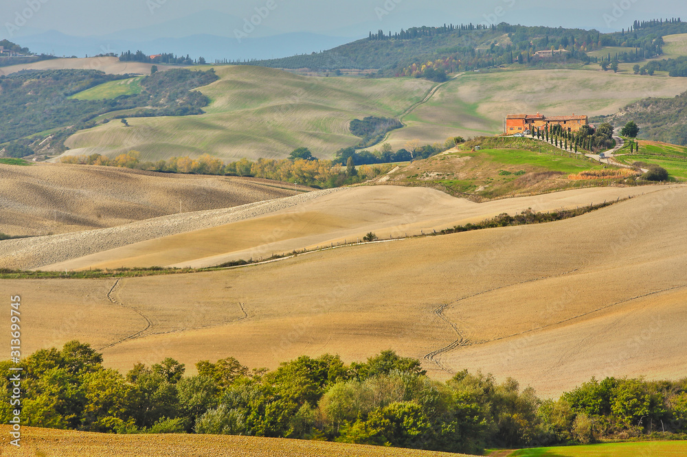  landscape of hills tuscany in autumn in Italy