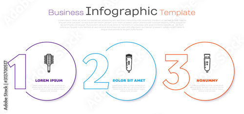 Set line Hairbrush, Electrical hair clipper or shaver and Electrical hair clipper or shaver. Business infographic template. Vector