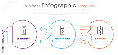Set line Cream or lotion cosmetic tube, Shaving gel foam and Blade razor. Business infographic template. Vector