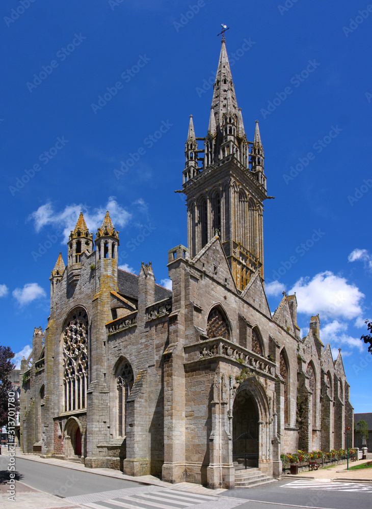 Gothic chapel of Notre-Dame du Kreisker with its high bell tower in Saint-Pol-de-Léon, France