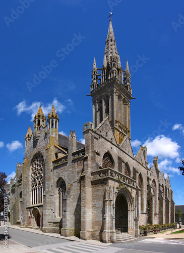 Gothic chapel of Notre-Dame du Kreisker with its high bell tower in Saint-Pol-de-Léon, France