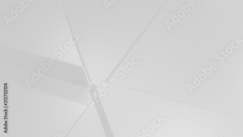 white abstract background 3d animation with extruded triangles moving and changing sizes, seamless loop animation