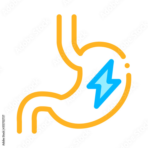 Upset Stomach Symptomp Of Pregnancy Vector Icon Thin Line Sign. Indigestion Stomachache Woman Symptomp Of Pregnancy Pictogram. Characteristic Diagnosis Of Future Mother Contour Illustration