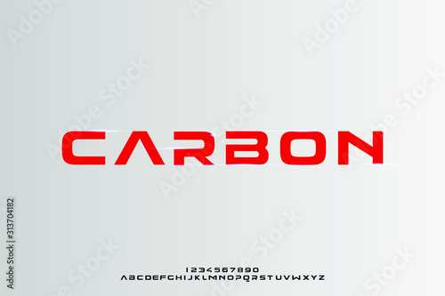 Fototapeta Carbon, odważna nowoczesna sportowa czcionka alfabetu. projekt ilustracji wektorowych