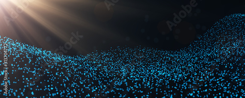 Futuristic blue dots background with a dynamic wave. Elegant fantasy abstract technology, science and engineering motion background with plexus lines, polygons and light nodes. Abstract  stock images