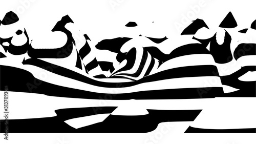 Optical illusion wave. Abstract 3d black and white illusions. Horizontal lines stripes pattern or background with wavy distortion effect. Vector illustration.