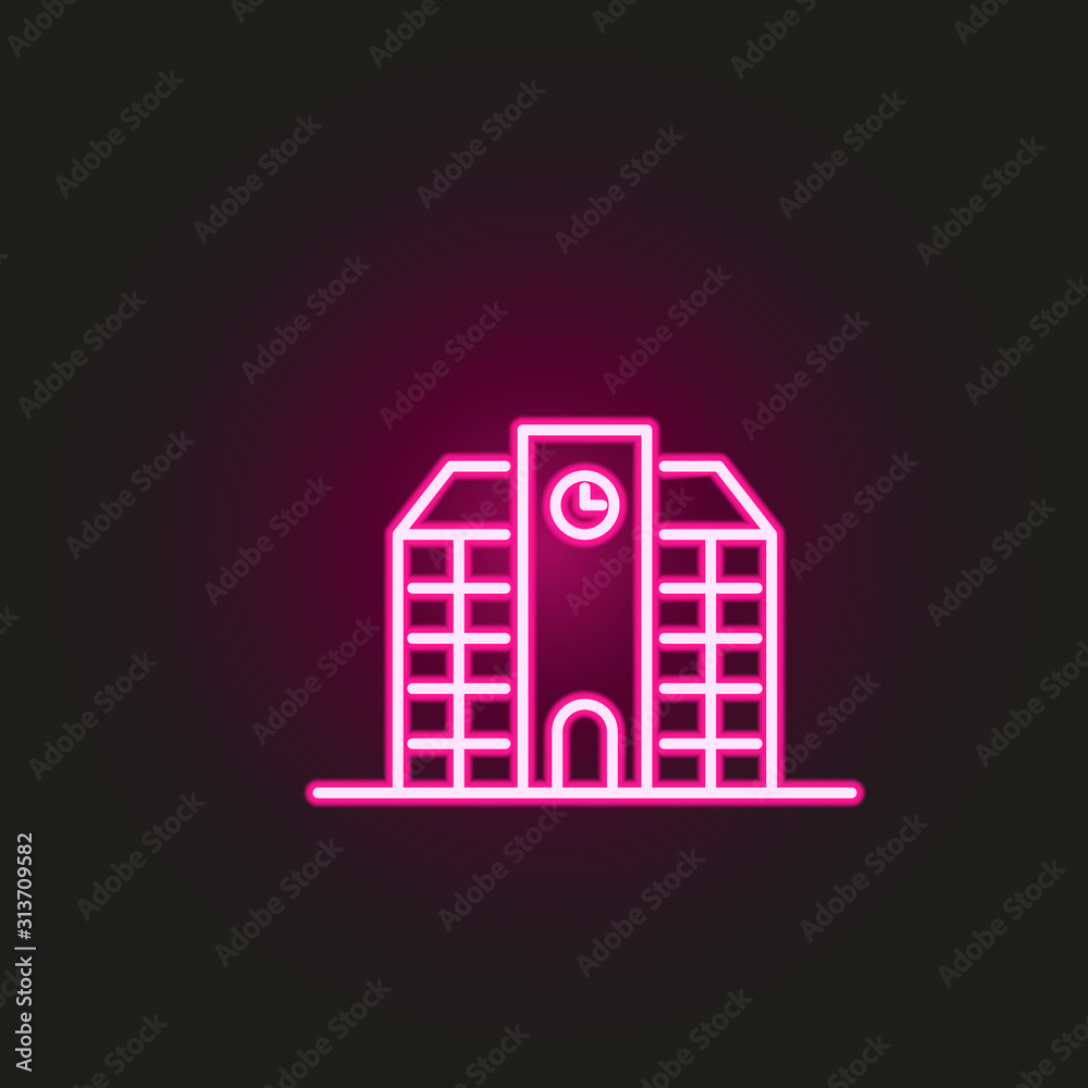Building, school neon style icon. Simple thin line, outline vector of building icons for ui and ux, website or mobile application Building, school neon style icon. Simple thin line, outline vector of building icons for ui and ux, website or mobile application