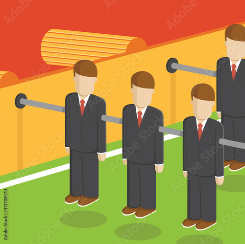 Businessman illustration. Working man on football table