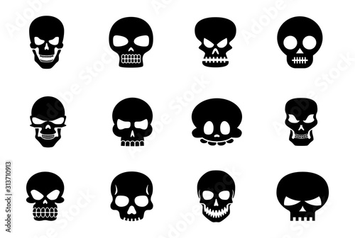 Different halloween skulls icon collection vector illustration