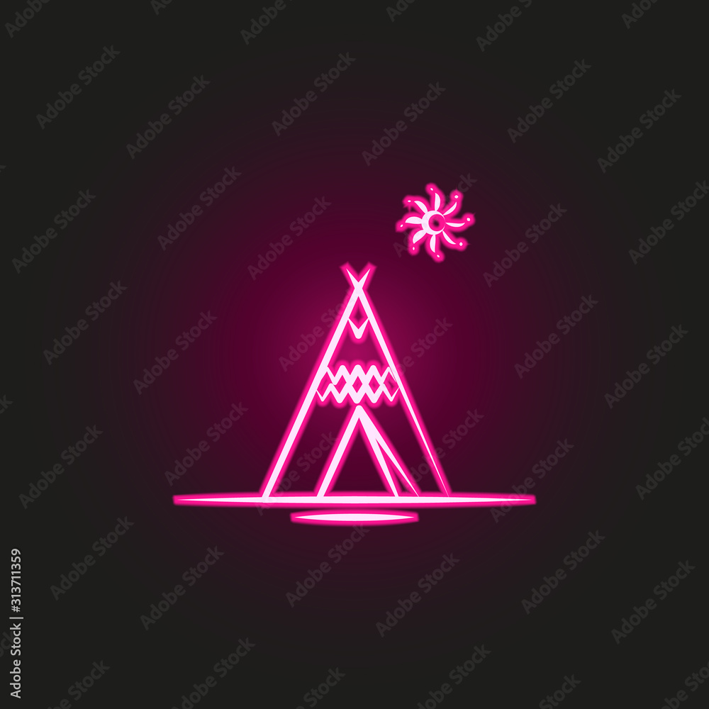 wigwam neon style icon. Simple thin line, outline vector of desert icons for ui and ux, website or mobile application wigwam neon style icon. Simple thin line, outline vector of desert icons for ui and ux, website or mobile application