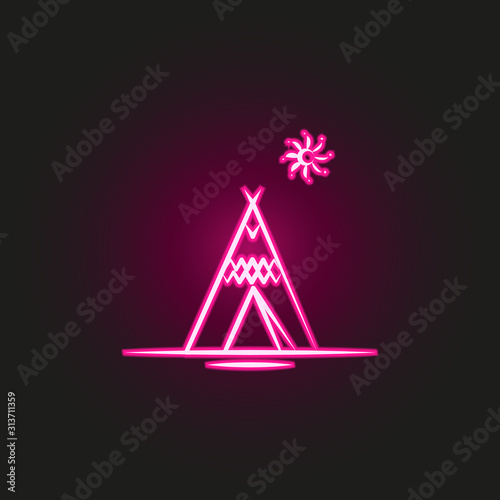 wigwam neon style icon. Simple thin line, outline vector of desert icons for ui and ux, website or mobile application
