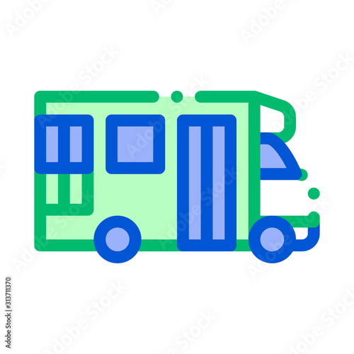 Public Transport Paratransit Vector Sign Icon Thin Line. Paratransit Mini Bus, Urban Passenger Transport Linear Pictogram. City Transportation Passage Service Contour Illustration