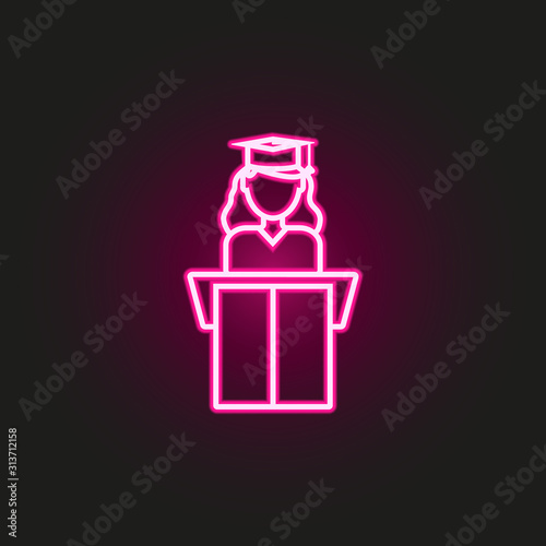 graduate neon style icon. Simple thin line, outline vector of education icons for ui and ux, website or mobile application