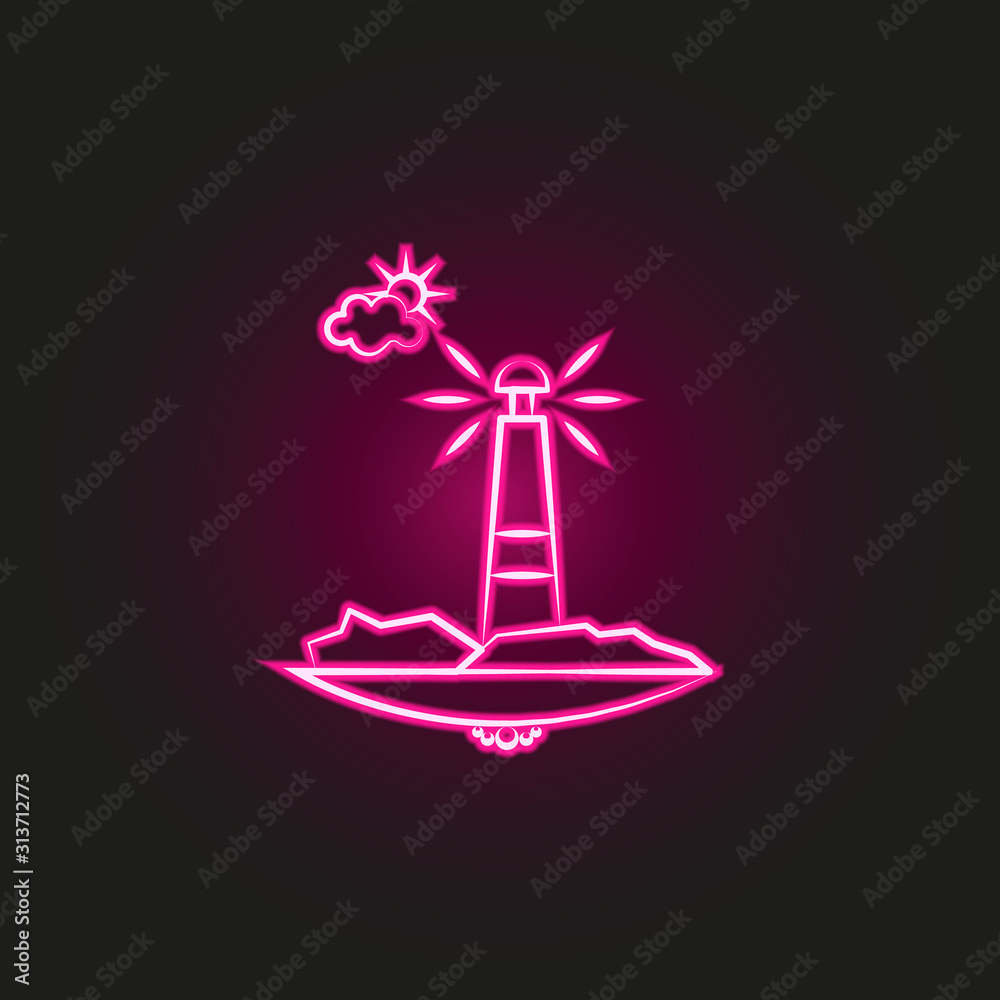 lighthouse cloud sun neon style icon. Simple thin line, outline vector of landspace icons for ui and ux, website or mobile application lighthouse cloud sun neon style icon. Simple thin line, outline vector of landspace icons for ui and ux, website or mobile application