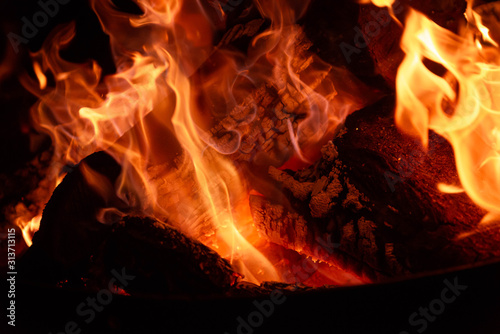 fire in the fireplace