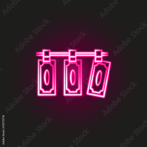 laundering money, mafia neon style icon. Simple thin line, outline vector of mafia icons for ui and ux, website or mobile application