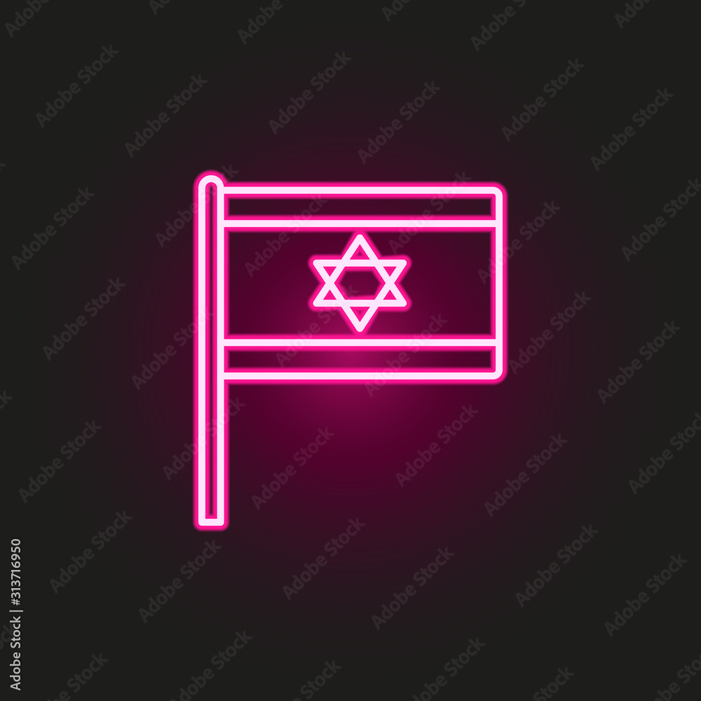 Israel neon style icon. Simple thin line, outline vector of flags icons for ui and ux, website or mobile application Israel neon style icon. Simple thin line, outline vector of flags icons for ui and ux, website or mobile application