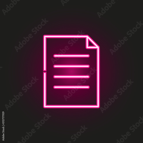 document neon style icon. Simple thin line, outline vector of web icons for ui and ux, website or mobile application