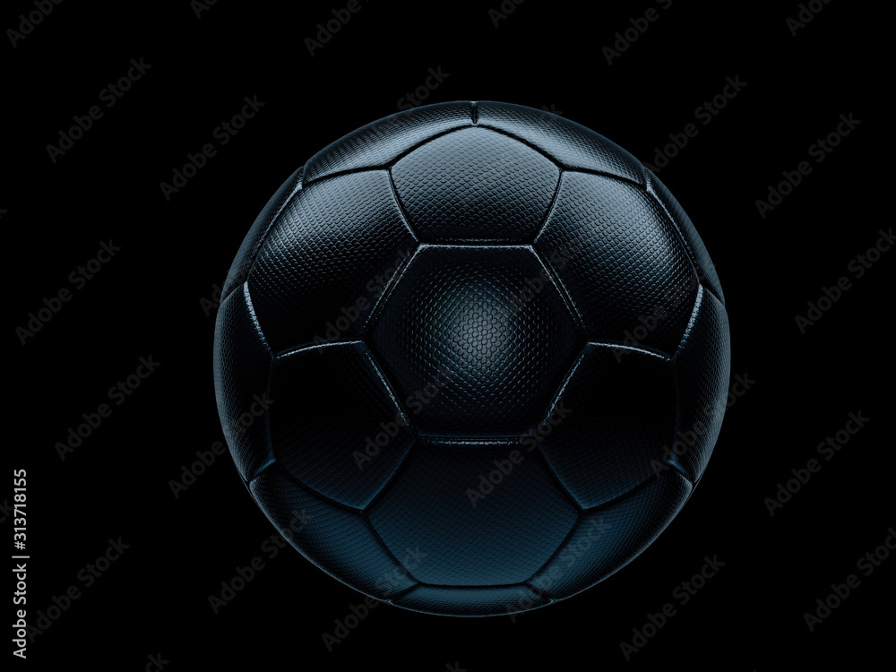 Naklejka Black football or soccer ball against black background