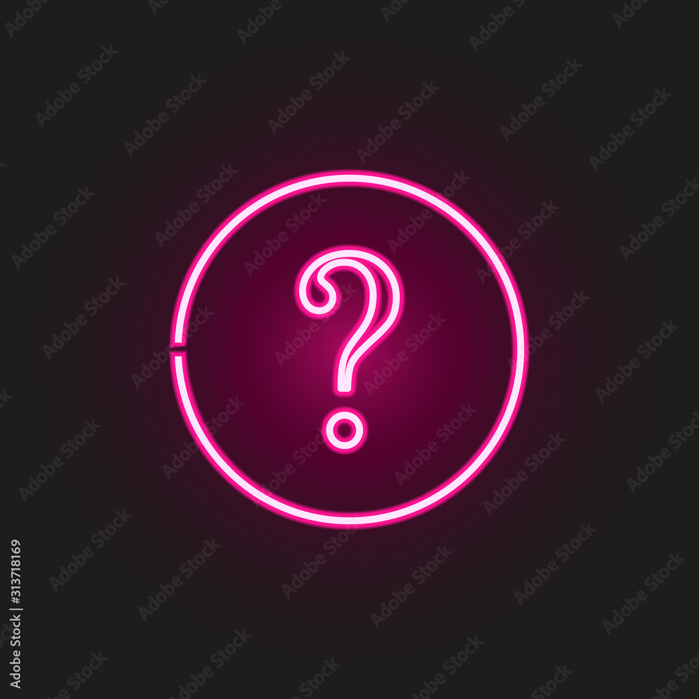 question mark neon style icon. Simple thin line, outline vector of web icons for ui and ux, website or mobile application question mark neon style icon. Simple thin line, outline vector of web icons for ui and ux, website or mobile application