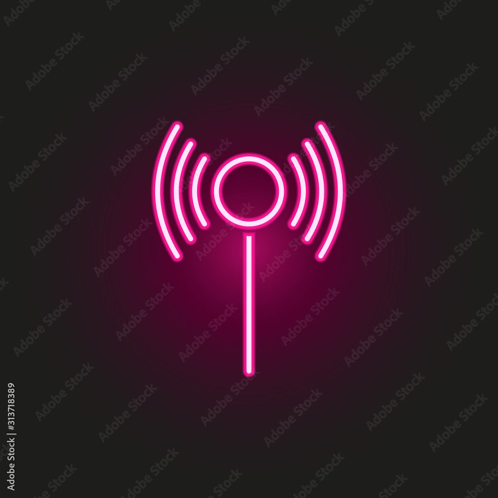 antenna neon style icon. Simple thin line, outline vector of web icons for ui and ux, website or mobile application antenna neon style icon. Simple thin line, outline vector of web icons for ui and ux, website or mobile application