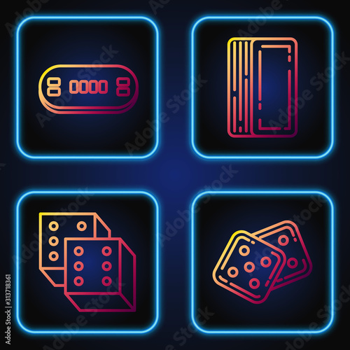 Set line Game dice, Game dice, Poker table and Deck of playing cards. Gradient color icons. Vector