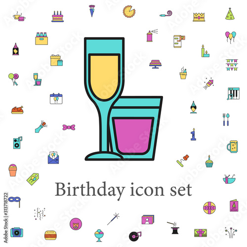 alcoholic beverages colored icon. birthday icons universal set for web and mobile