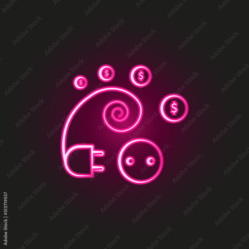 Connecting plug neon style icon. Simple thin line, outline vector of business and management icons for ui and ux, website or mobile application Connecting plug neon style icon. Simple thin line, outline vector of business and management icons for ui and ux, website or mobile application
