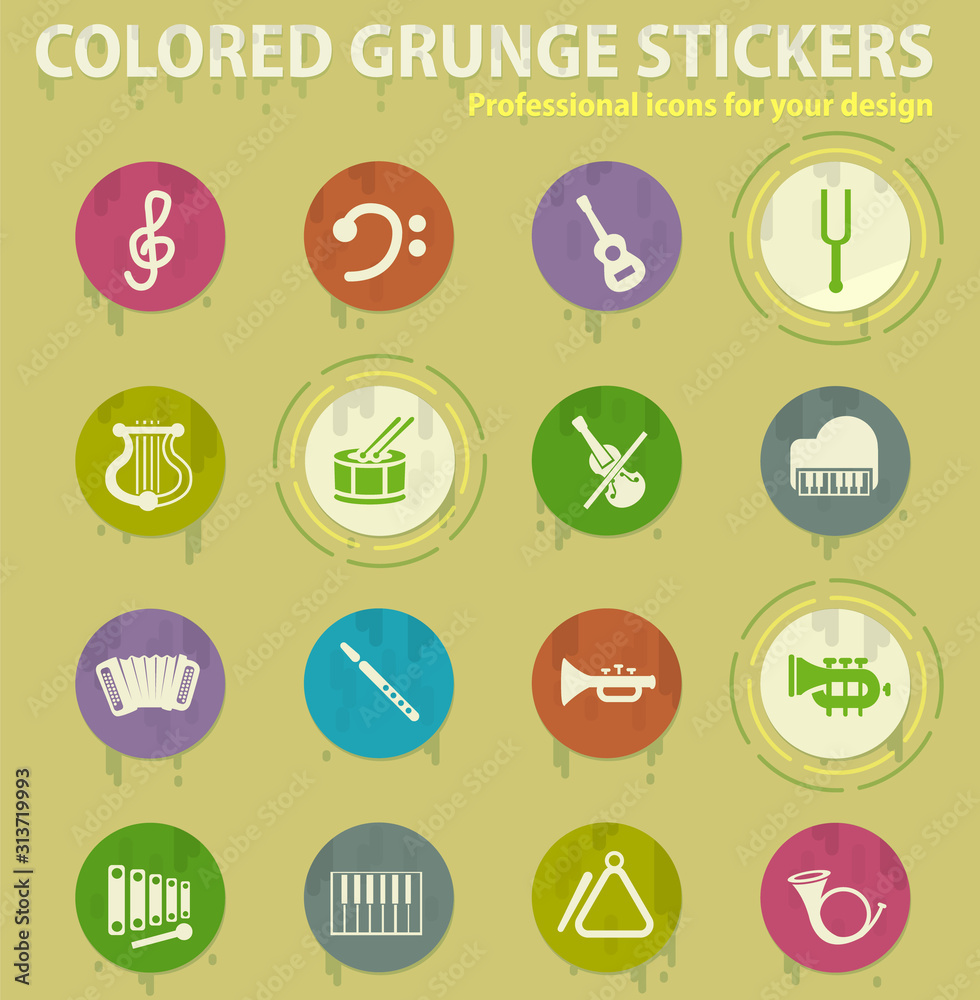 Fototapeta premium classic instruments colored grunge icons