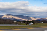 Mountains and homes along Highway i77 in Virginia, USA