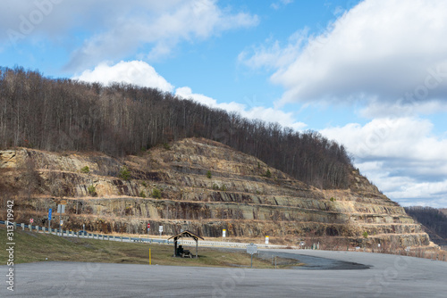 Terraced rock cut on Powell Mountain on Highway19 in West Virginia photo