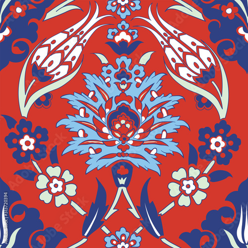 Iznik tile pattern with flo...