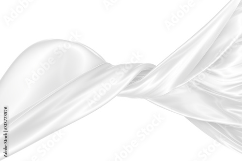 Abstract background of white wavy silk or satin. 3d rendering image.