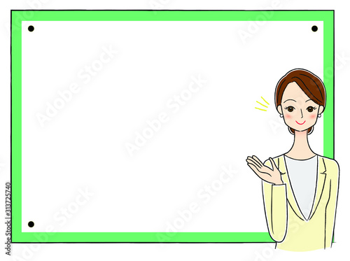 ビジネスウーマンとメッセージボード